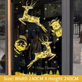 Golden Christmas window sticker set featuring Santa, reindeer and snowflakes, 140x240cm - T530+T816+T817 Set