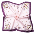 Soft pink square satin scarf with vintage floral print and deep purple border - Pink Purple Fresh Floral (Style 15)