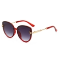 Women's butterfly sunglasses with red transparent frames and purple gradient lenses - A03 Z-4 / Red Frame / Gradient Gray