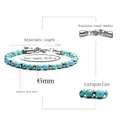 Adjustable 6mm turquoise beaded bracelet with durable stainless steel clasp for men and women - Turquoise