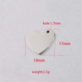 Gepolijste hartvormige hanger, 19x17mm roestvrijstalen bedel met maten voor DIY - Klein (17x19mm) / Zilver