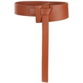 Brauner breiter Taillengürtel aus glattem Kunstleder mit Knotendesign und langem Ende - Camel
