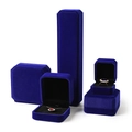 Blue velvet jewelry gift box collection for rings, necklaces and bracelets display - Royal Blue; Bracelet Box