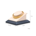 Navy blue brushed PU leather jewelry display stand showing gold bangle dimensions - Circular Bracelet Stand