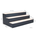Navy blue and pink 3-tier PU leather tiered jewelry display stand with dimensions - 3-Tier Display Stand