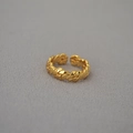 Minimalistischer handgewebter Ring aus vergoldetem Messing im gedrehten Ketten-Design - Einstellbar Offen / Gold