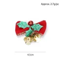 Red velvet Christmas bow with green holly leaves and gold bells, 4.5cm mini ornament - 4.5CM/Style D (Red Velvet)