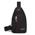 Men's minimalist black oxford cloth chest bag with adjustable strap and sport logo detail - Black 03