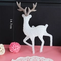 White glitter reindeer cake topper with gold antlers for Christmas decor, 14.7cm height - Deer Decoration