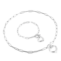 Set collana e bracciale con pendente a cuore d'argento e chiusura a levetta alla moda - Set Color Acciaio (KS136634-Z)