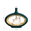 Modern emerald green ceramic vase with golden interior and double deer motif, short model - Lifetime Companionship Deer Vase Short Style-Green Gold