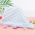 Light blue baby security blanket with sensory tags and soft 3D dotted plush fabric - Blue