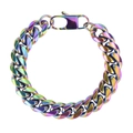 Chunky rainbow gradient Cuban link necklace in titanium steel with lobster clasp - Rainbow Bracelet (12mm*20cm)