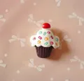 Cupcake resin charm with brown base and white cream top for DIY hair accessories - Brown Base Ice Cream