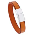 Brown leather bracelet with silver alloy clasp measuring 20.5cm in total length - 20.5CM / Silver Alloy Clasp