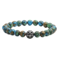 Bracciale da uomo con perle di agata naturale e ciondolo a croce in metallo argentato - Multicolore