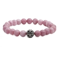 Bracciale di perle in agata naturale rosa con ciondolo a croce in metallo vintage - Rosa Chiaro