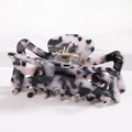 Close-up of black and white marbled acetate hair claw clip with strong metal spring - S141-7 Black & White Minimalist