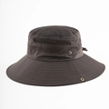 Cappello da sole marrone scuro a tesa larga con rete e cordino regolabile - 55-59cm (Regolabile) / caffè