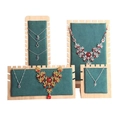 Bamboo and green velvet necklace display stands with gold and silver jewelry sets - Flannelette / Small Non-detachable / Dark Green