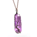 Tree of Life necklace with purple crystal prism and vintage copper wire wrap pendant - Antique Bronze Wire Purple