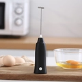 Electric black milk frother with stainless steel whisk and ergonomic handle - Blister Pack Black