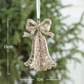 Sparkling champagne gold bell Christmas ornament with bow, 10cm tall holiday decoration - Champagne Bell Pendant