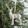 Glitzerndes silbernes Rentier-Hängedekor für den Weihnachtsbaum, 12x10cm groß - Rentier Stil A / Champagner