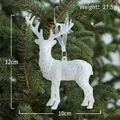 Glitzernde weiße Rentier Weihnachtsdekoration am Baum, Größe 12x10cm und 27,5g - Rentier Stil A / Weiß