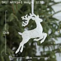 Ornamento natalizio a forma di renna bianca glitterata sull'albero, 12cm x 10cm - Renna Stile F / Bianco