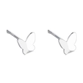 Minimalist S999 sterling silver butterfly stud earrings in a polished silver finish - 3D Butterfly Studs