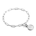 Bracciale a catena a graffetta argento con ciondolo moneta Elizabeth II e chiusura a T - Bracciale Singolo (KB139650-Z) / Bracciale Argento