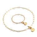 Set collana e bracciale in acciaio al titanio dorato con ciondoli tondi a rilievo - Collana + Bracciale (KS136625-Z) / Set Oro