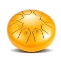 Top view of gold steel tongue drum showing 8 notes on high-quality matte finish - Gilded Gold - Lotus (6 Inch 8 Notes)