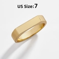 Polished gold rectangular ring detail showing US size 7 on a clean white background - US 7 / Gold