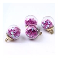 DIY glass ball pendant with purple star sequins and golden loop for jewelry making - Rose Red