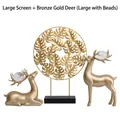 Moderne goldene Hirschfiguren mit Kristallkugeln und rundem Monstera Blatt Schirm - Großer Schirm + Bronzegold-Hirsch (mit Kristallkugel)