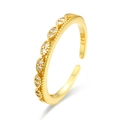 Minimalist S925 sterling silver open wave ring with gold plating and sparkling zircons - J1429 Single Row Zirconia Ring / 18K Gold
