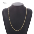 Men's 70cm gold Figaro chain necklace displayed on a black neck mannequin - 70cm / Gold