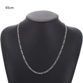 Men's 65cm silver Figaro chain necklace displayed on a black mannequin bust - 65cm / Silver