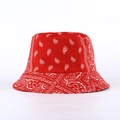 Reversible red bucket hat with white paisley pattern print for street style sun protection - M / Red