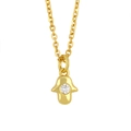 Elegante vergoldete Hand der Fatima Halskette mit Zirkonstein auf einer O-Gliederkette - Hand der Fatima