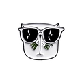 Cartoon white cat enamel pin featuring cool black sunglasses and green whiskers - White Cat with Sunglasses (CC2001)