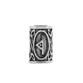 Silver Viking rune beard bead with Nordic Celtic knot patterns on a white background - Antique Silver Viking Rune Style (K-1)
