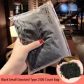 2500 black high-elastic small rubber hair bands in a frosted reusable zipper bag - Pure Black Small Economy Bagged