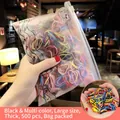 500pcs thickened large disposable elastic hair bands in assorted black and bright colors - Multicolor Mixed Large Thickened Bagged