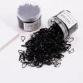 1000 pieces of black disposable elastic hair bands in a large cylinder container - Pure Black Large Standard Jarred
