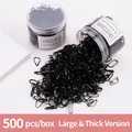 500-piece pack of thick black elastic hair ties in a clear plastic jar for kids - Pure Black Large Thickened Jarred