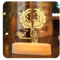 3D acrylic Christmas night light with reindeer and tree pattern on white glowing base - Christmas Reindeer