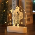 3D acrylic Santa Claus night light with warm LED glow on a white base for Christmas - Santa Claus
